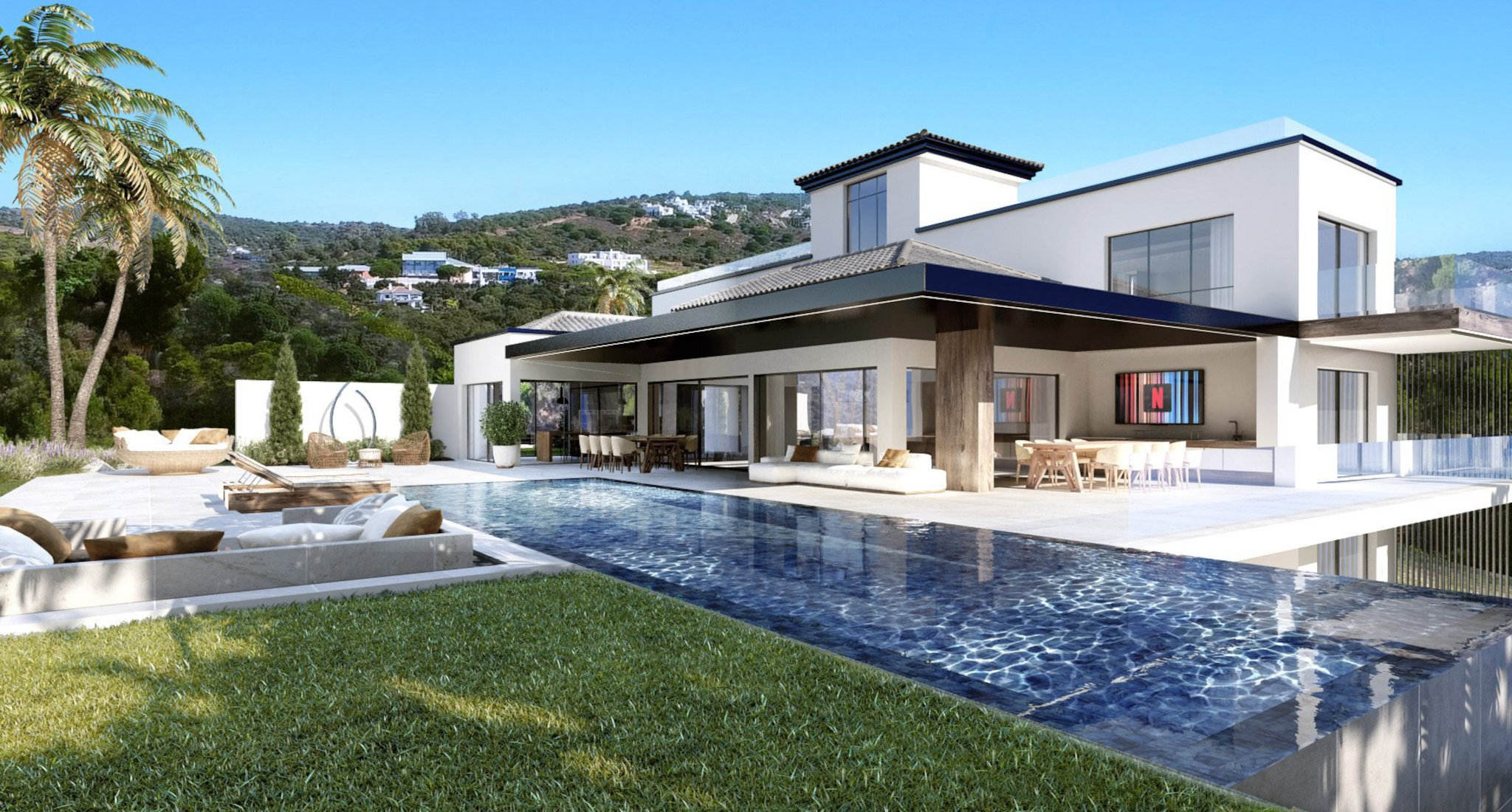 Luxury contemporary residence with a swimming pool