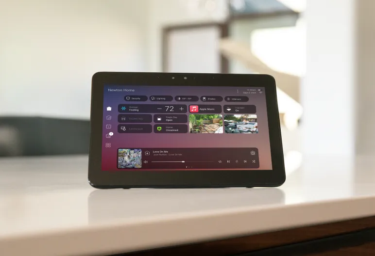 Official Control4 X4 home screen showing personalised controls and entertainment